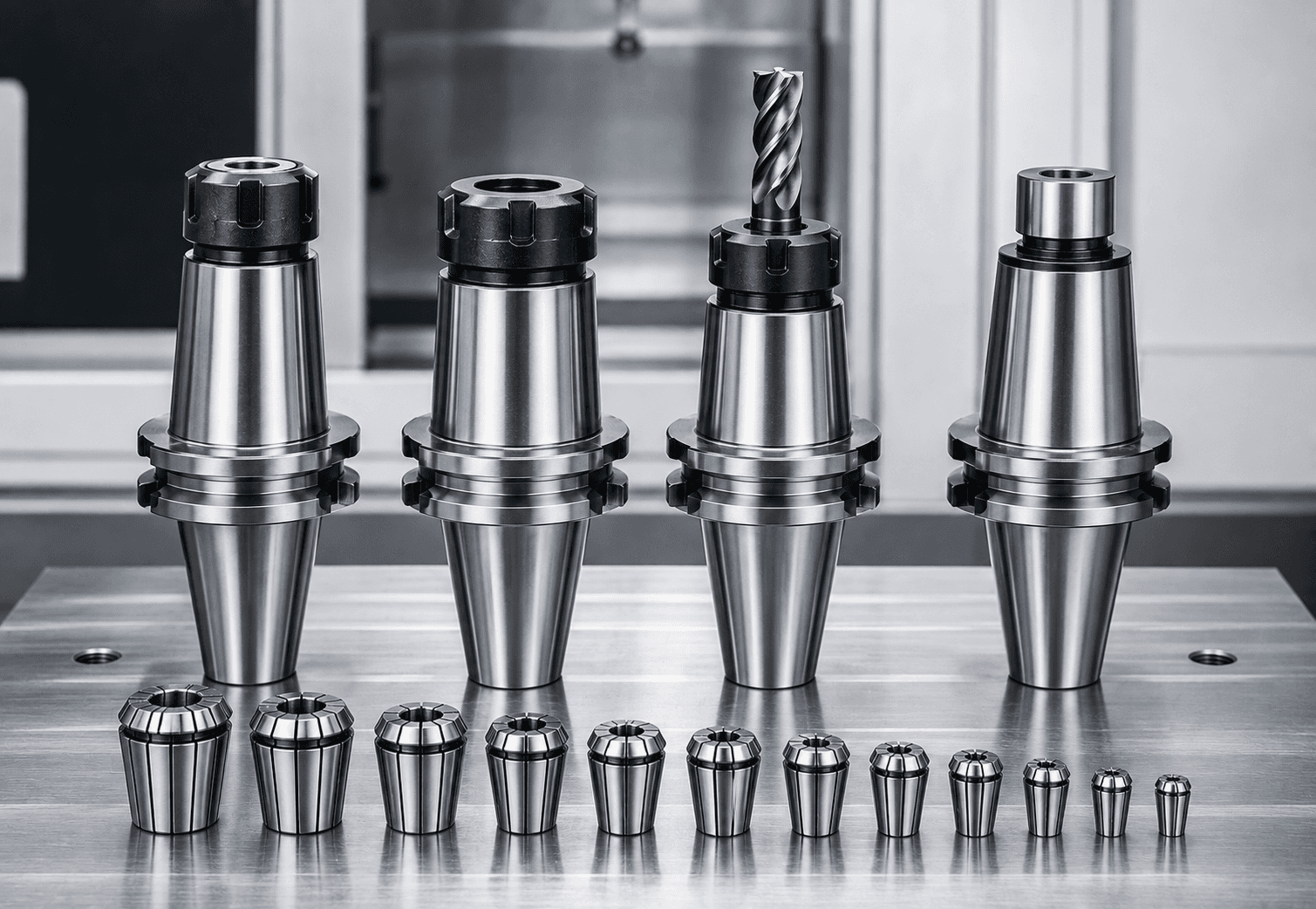 CNC tool holders with a graduated set of collets